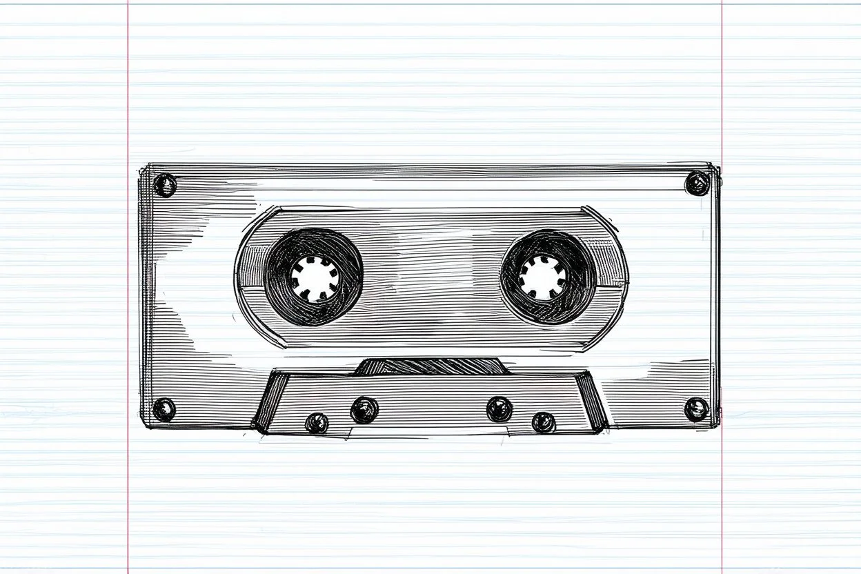 draw a rough sketch of audio tape,,