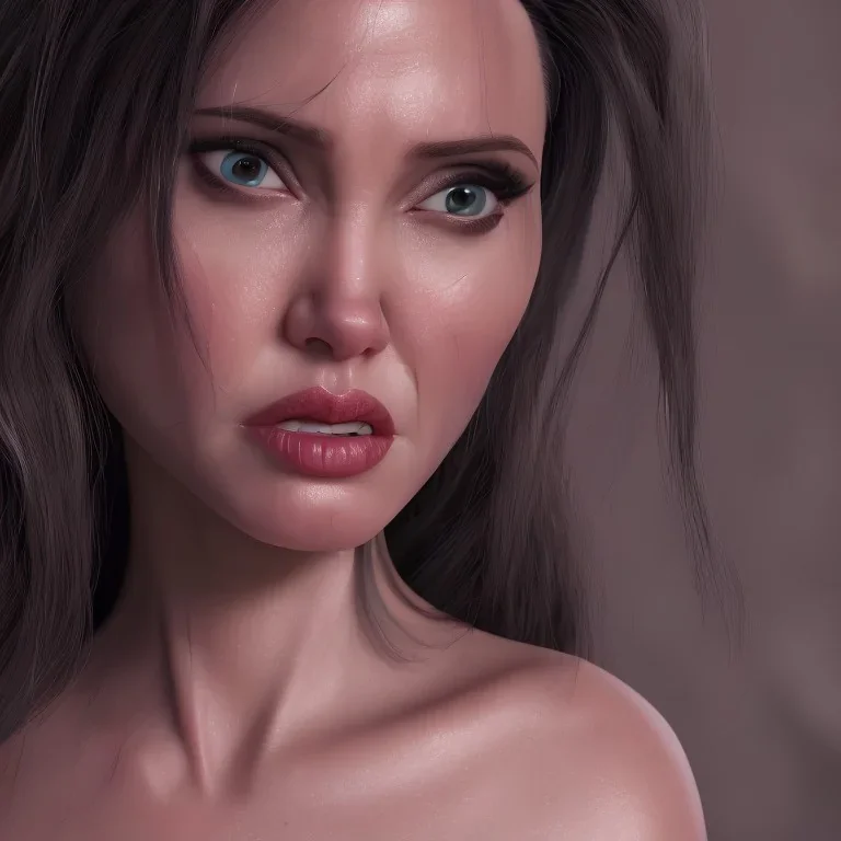 old Angelina Jolie full body by greg rutkowskiб close up film photo, unreal engine, octane render, trending on artstation, highly detailed, studio lighting, professional, professional ominous concept art, by artgerm and greg rutkowski, an intricate, elegant, highly detailed digital painting, concept art, smooth, sharp focus, illustration, in the style of simon stalenhag, wayne barlowe, and igor kieryluk.