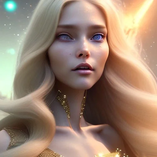 beautiful cosmic woman, long blond hair, nice smiling, magic glamour make up, delicate colors, beautiful glamour galactique dress, ultra sharp focus, 8k, unreal engine 5, extremely sharp detail, light effect, soft light atmosphere of a spaceship, smooth, full of details, face in front, complete vision of face and hair and body