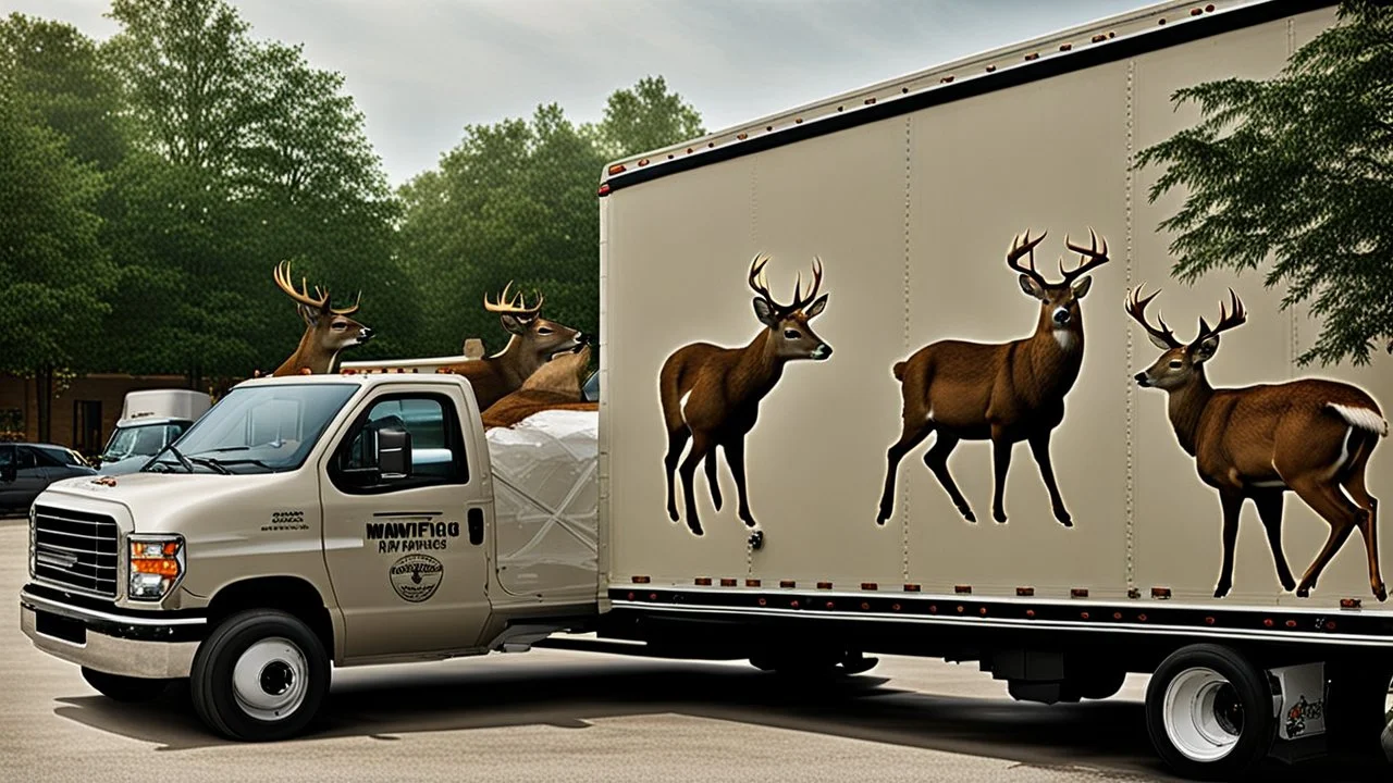 3 deer that look like Mafia Goons take charge at the moving truck company corporate complex using Human like Mafia tactics brute force