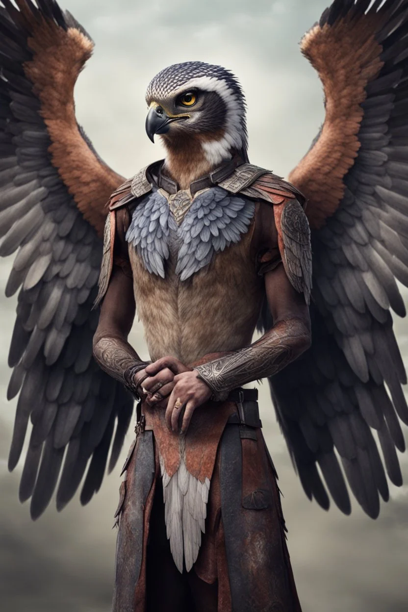 human that has falcons head and wings