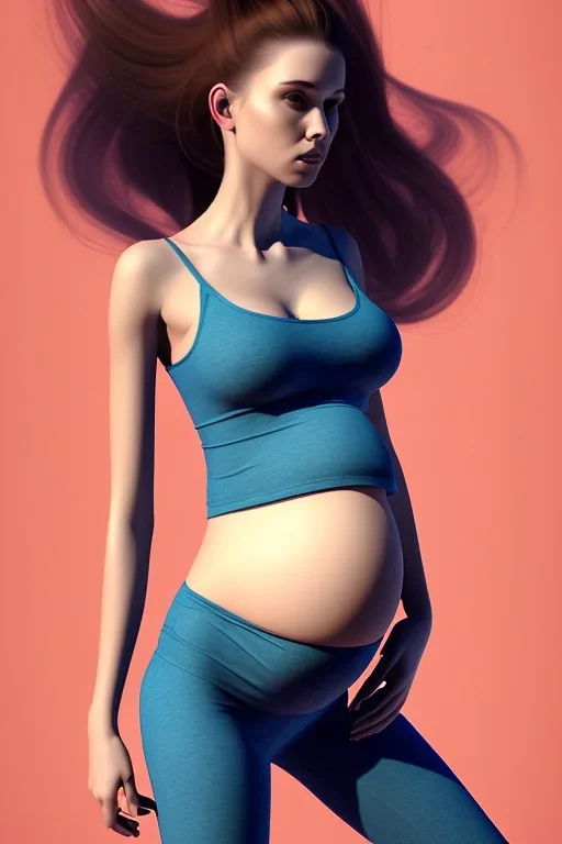 Pregnant girl, leggings and crop top