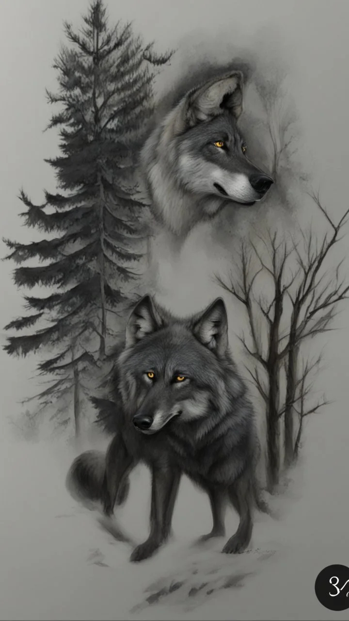 Black wolf art