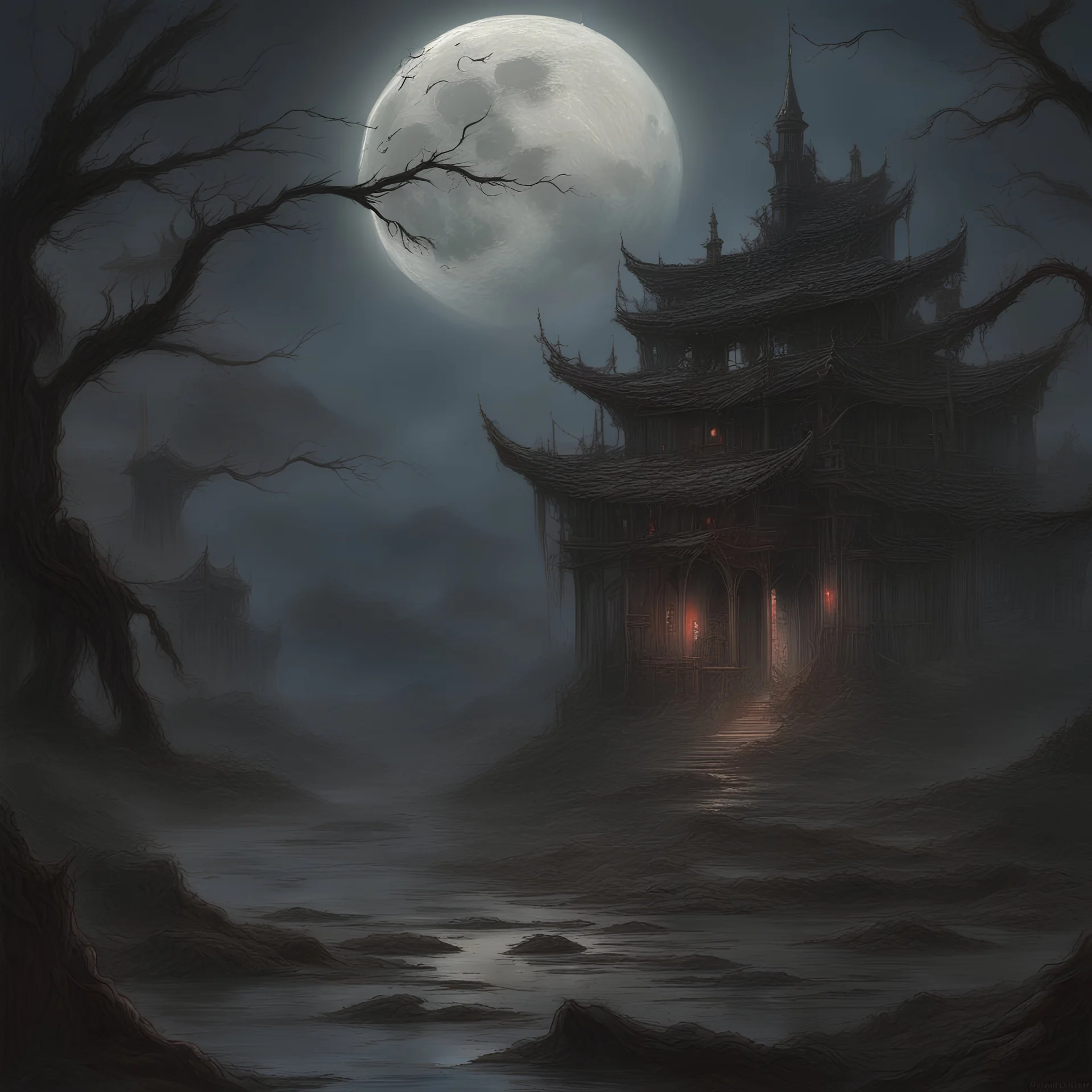 Bleeding full moon , fantasy art