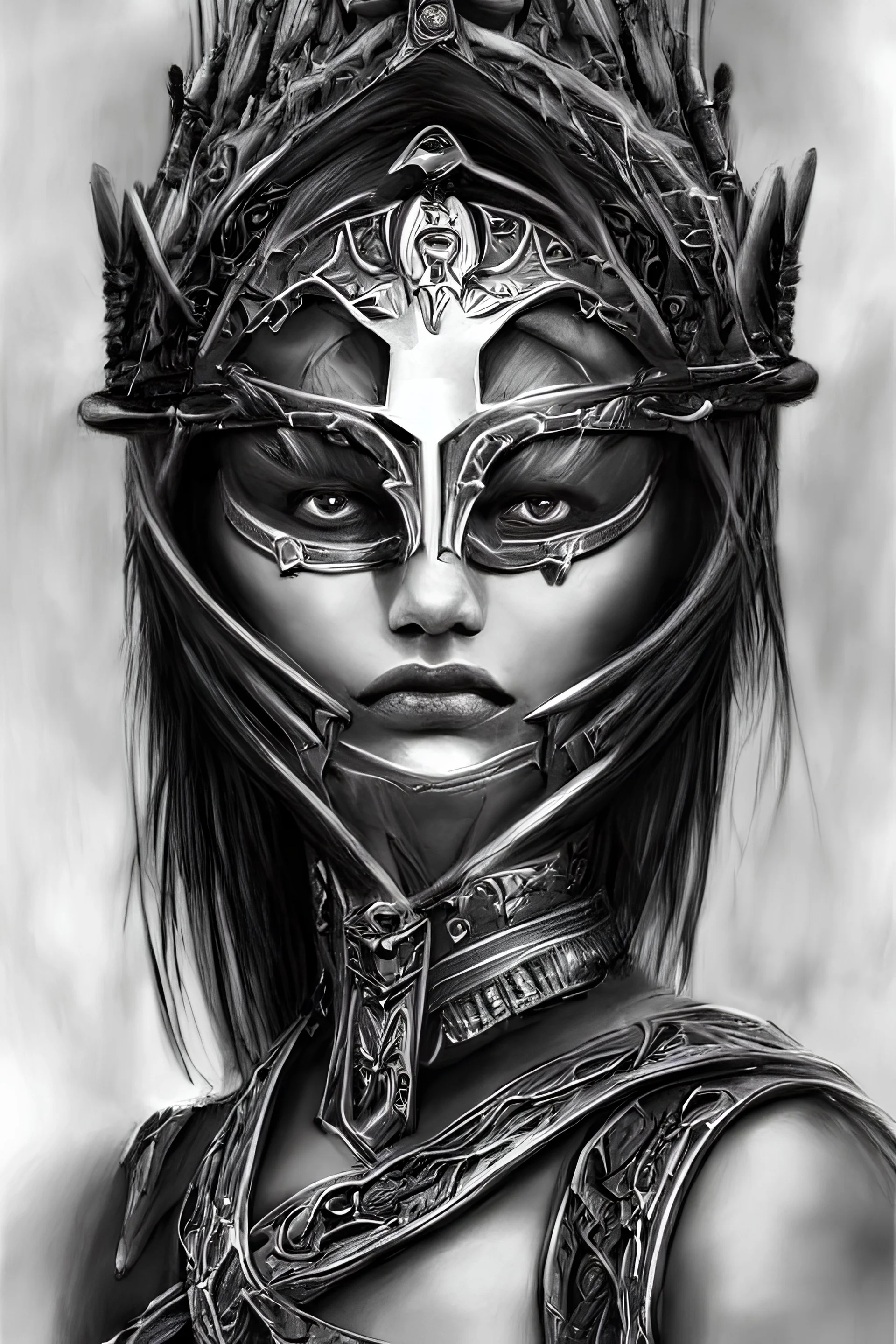 portrait, beautiful stunning warrior lady and goddess, "Bad"