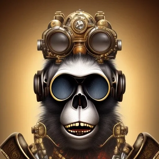 steampunk monkey headskull worrior