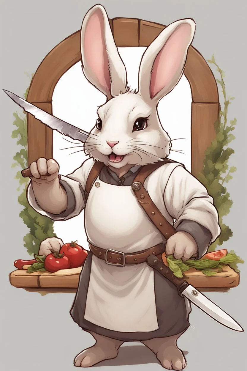 divine bunny with chefs knife dnd realism art adventurer