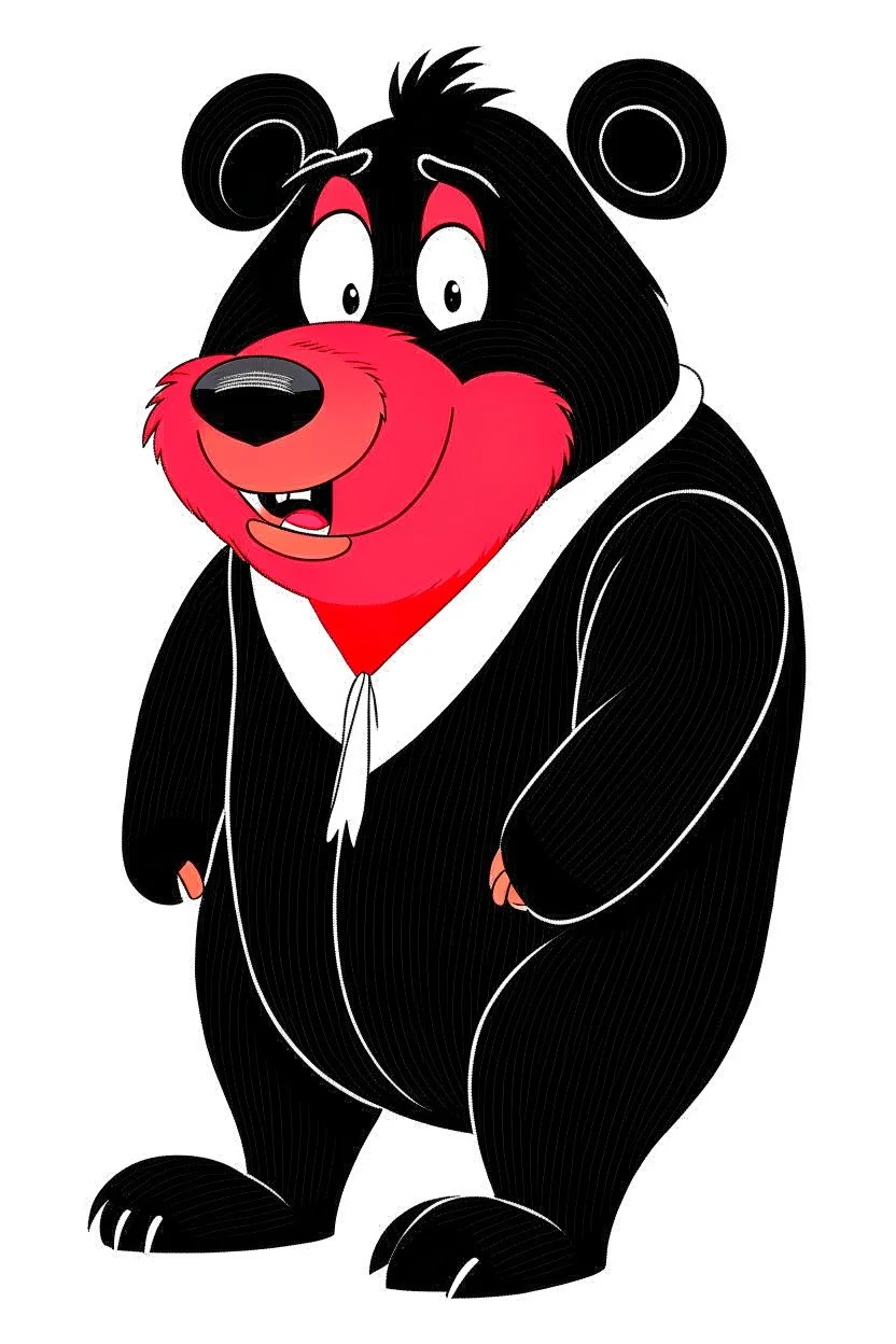 Pig in a black bear costume, as it would appear on Looney Tunes