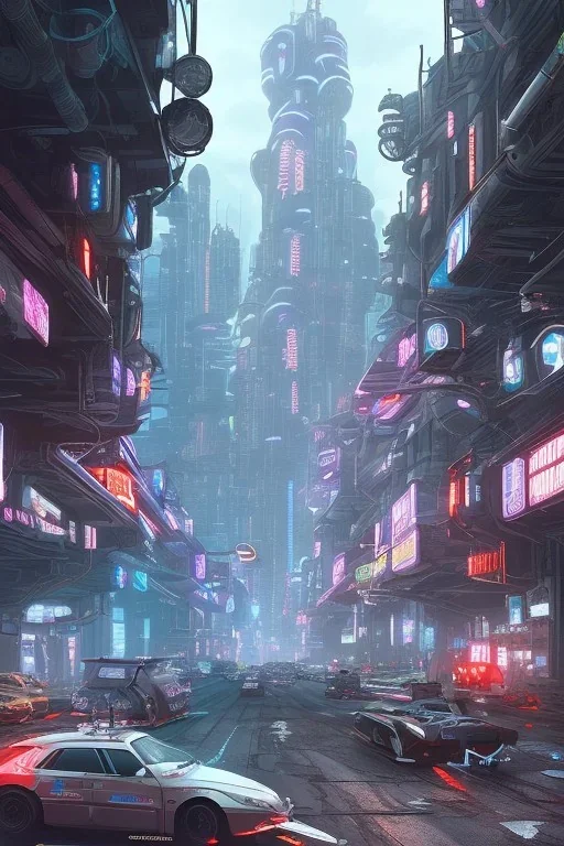 futuristic cyberpunk city street