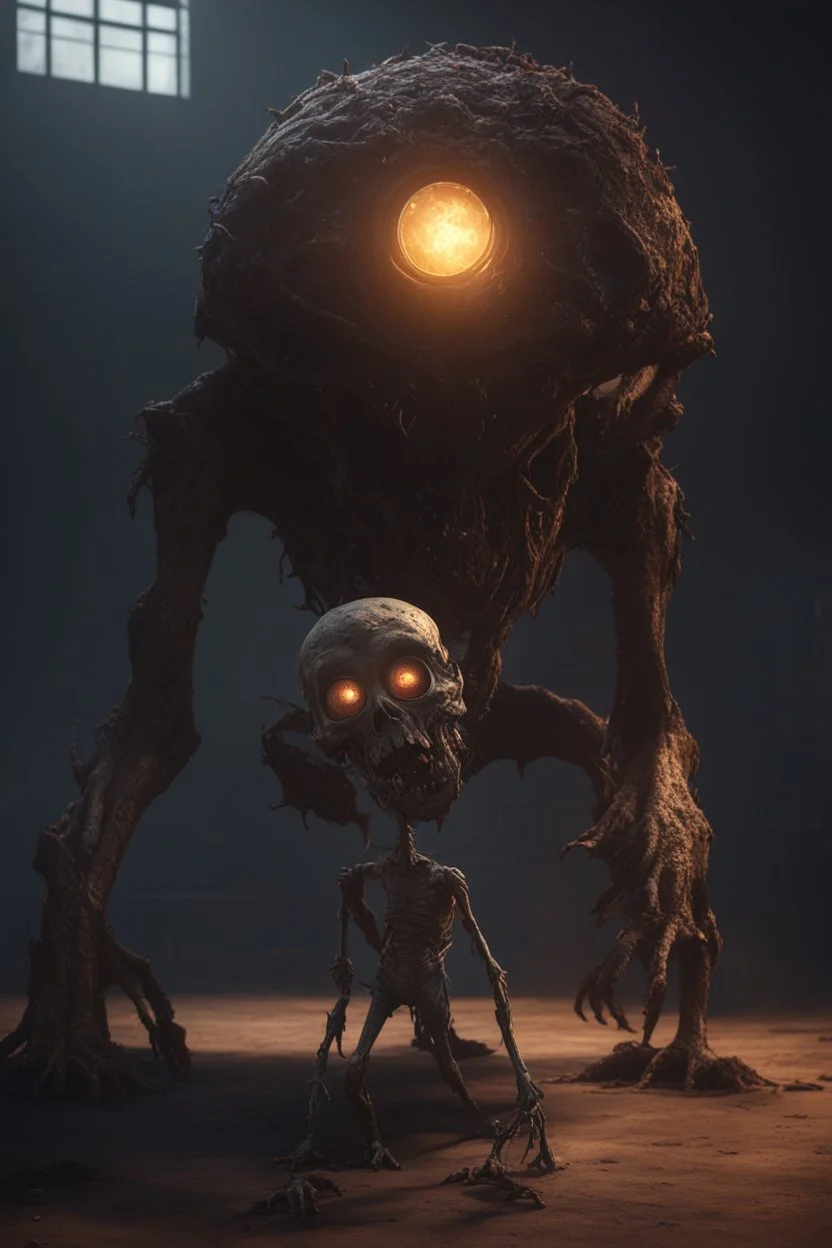 Beholder Zombie And Death Tyrant. Horror setting. Cinematic lighting, Volumetric lighting, Epic composition, Photorealism, Very high detail, Character design, Unreal Engine, Octane render, HDR, Subsurface scattering, fantasy art,