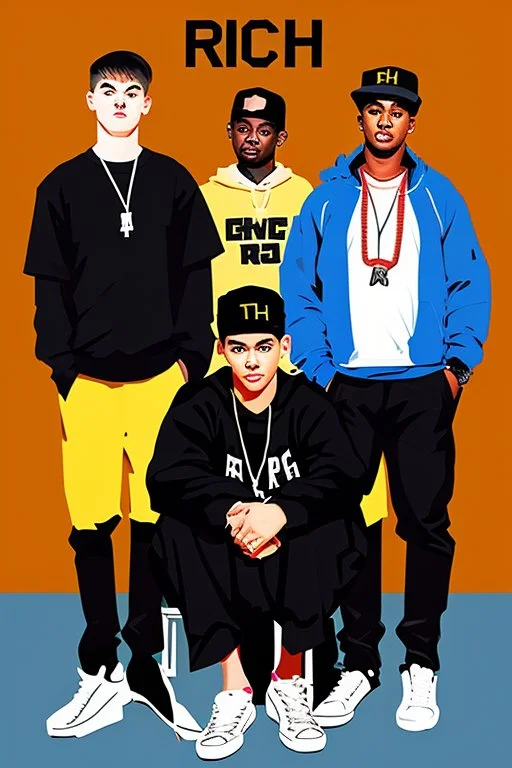 Extremely rich young rap group portrait