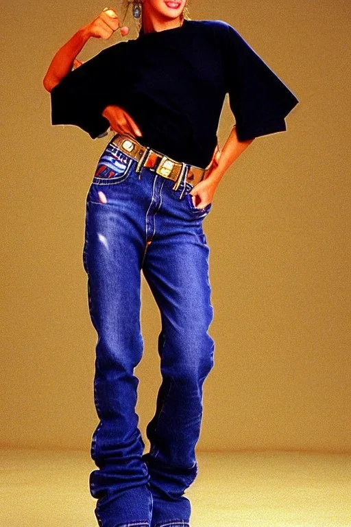 year 1996 denim fashion. Loose, baggy, low waist Combat pants and t-shirt. Colors: denim blue, blue, purple, cream, khaki, light green, lilac, plum, orange, terracotta, red, light yellow, lion yellow, pink, dark blue, beige. leopard, Cheetah . Latex in small part. Kylie Minogue, Tyra Banks,Julia Roberts. leg warmer. Cargo pants.