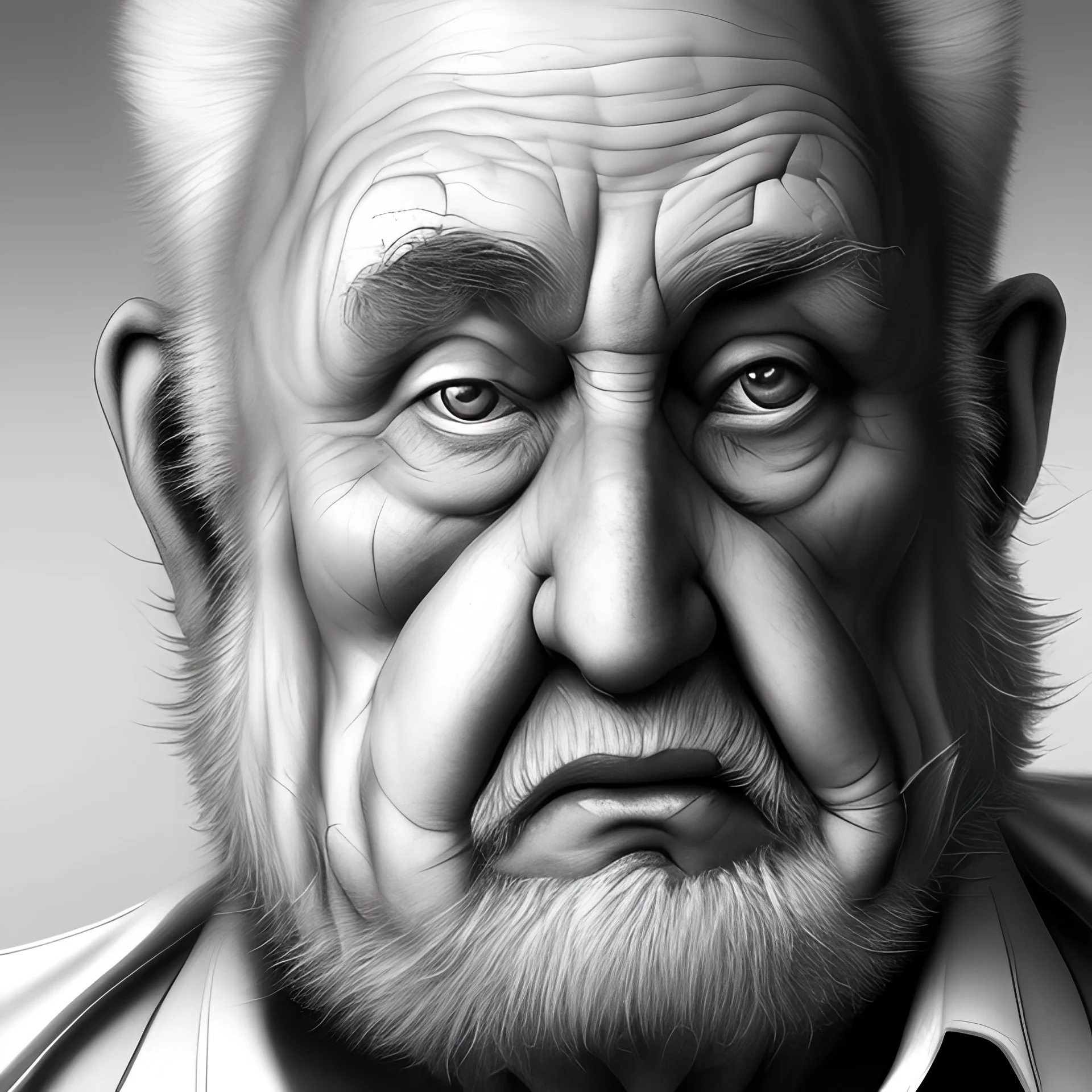 Fat lonely old man abandoned by humanity