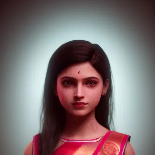 full frame photo of a girl in saree in dark room with neon light ,hyperrealistic,detailed,8k,cinematic