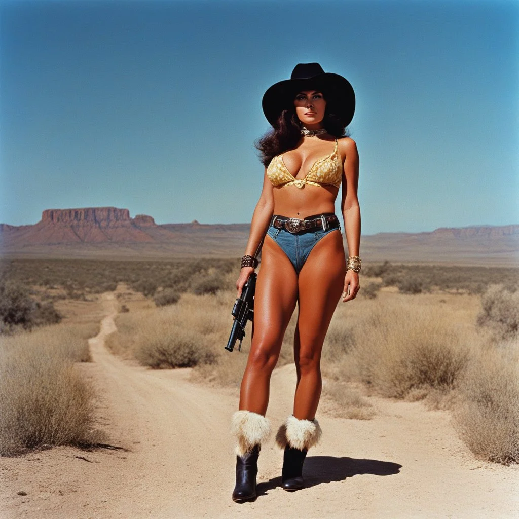 [photo by Russ Meyer] happy in the wild Wild West: My Name Is Nobody [Il mio nome è Nessuno (1973)] she stands tall with her gun