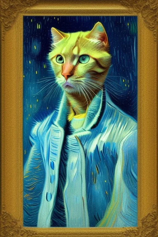 Portrait of a cat by Van Gogh