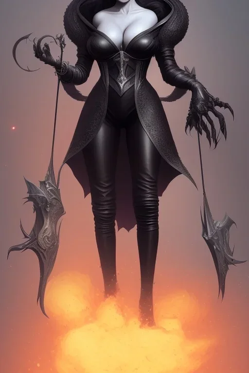 Joan Collins as evil queen in black leather, leather, busty, cleavage, angry, stern look. character design by cory loftis, fenghua zhong, ryohei hase, ismail inceoglu and ruan jia. unreal engine 5, artistic lighting, highly detailed, photorealistic, fantasy