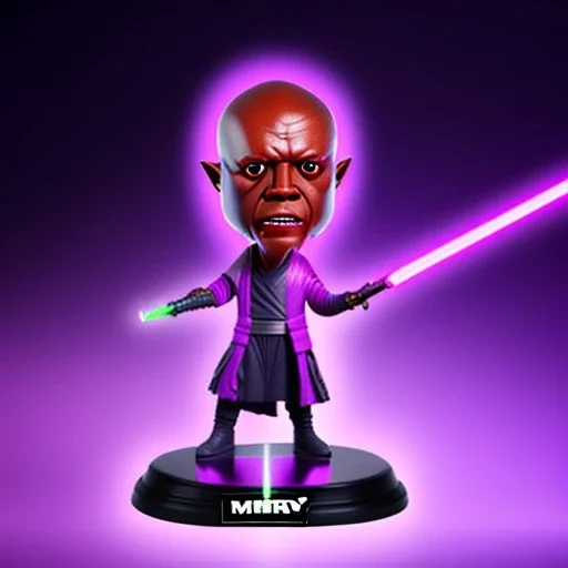 Bald Plastic mace windu purple Glow jedi bobblehead with boots