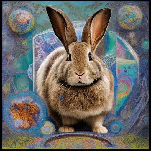 girl rabbit with blue aye, aboriginal, dot painting, indiginous, dot, mud, dream-time, abstract, dots, natural pigment, extremely sharp detail, finely tuned detail, ultra high definition, 8 k, unreal engine 5, ultra sharp focus, art germ and Paul Lewin and Kehinde Wiley