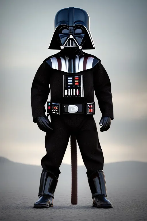 Darth Vader toddler, full body, bokeh, hyper realistic