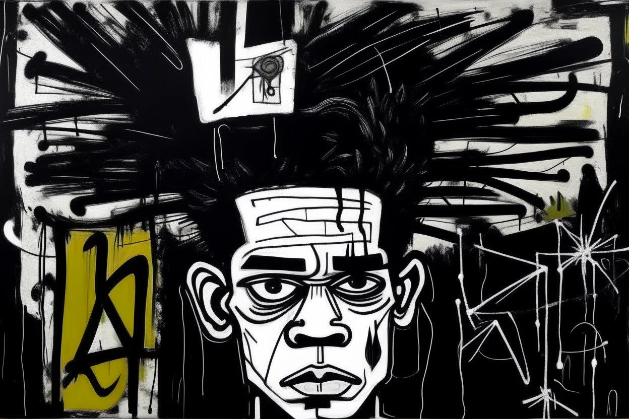 elvis pressley style of basquiat simple black and white