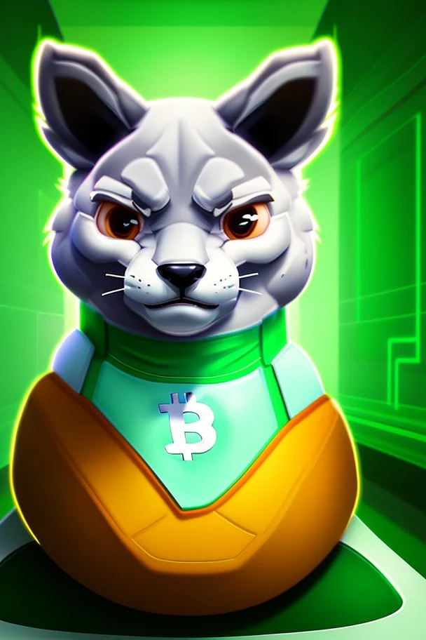 Portrait of creator of bitcoin with hoofie with green matrix backgroung, soft contrasts, soft colors