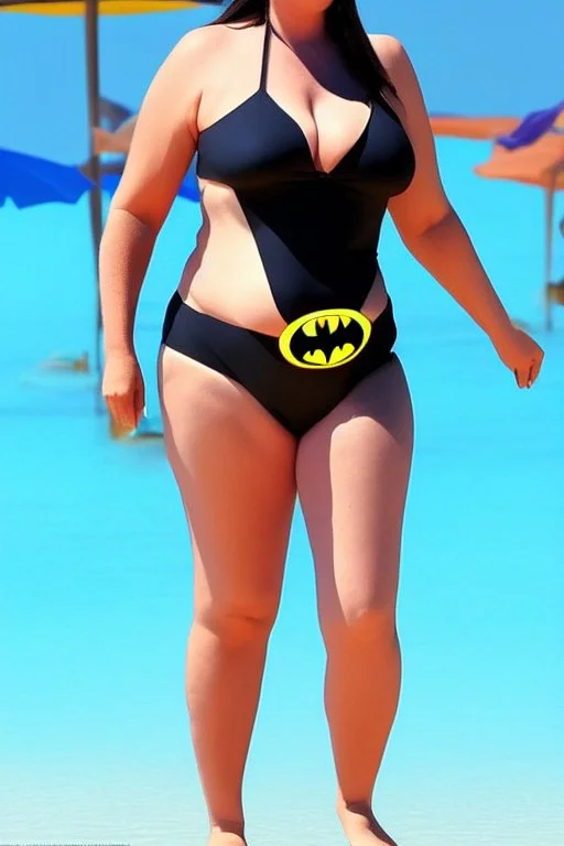 Batman on holiday in the algarve in his batman bikini and getting a bit fat