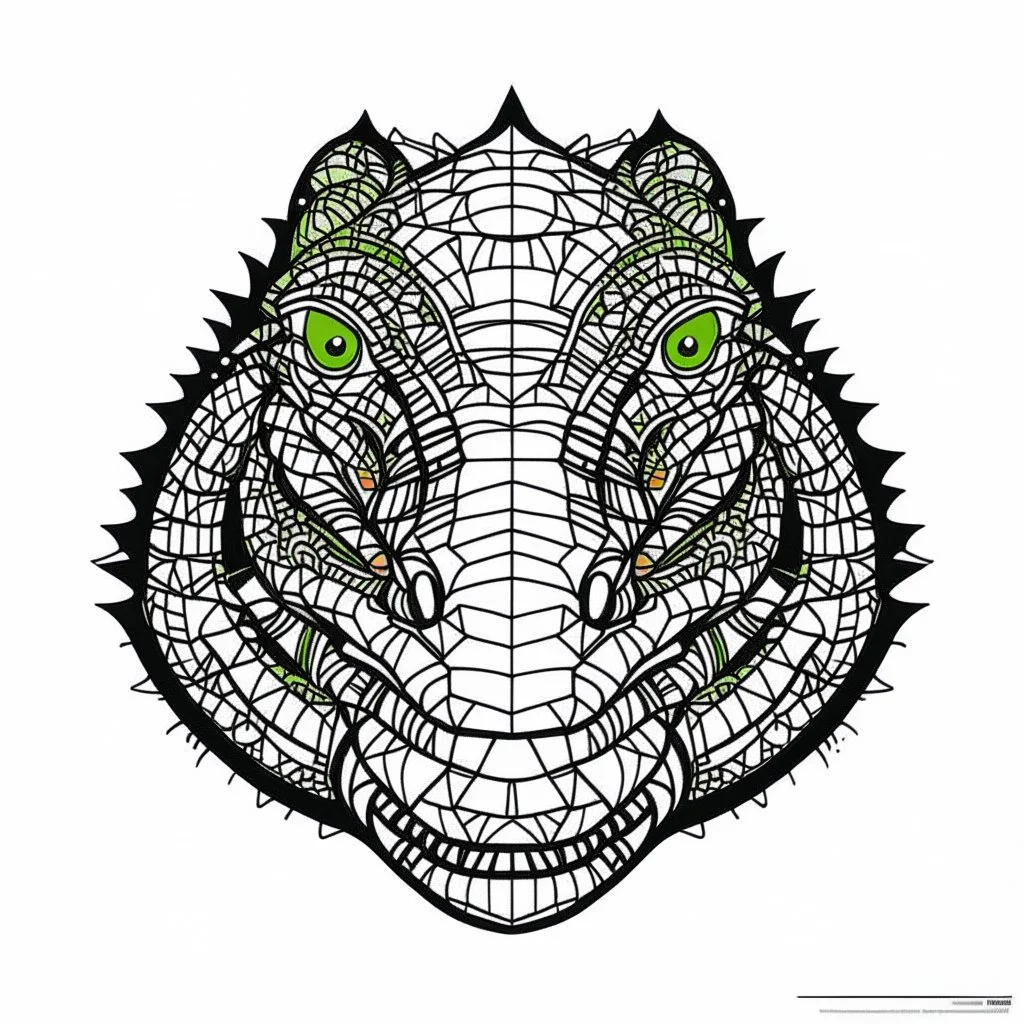 Alligator, mandala, minimal lines, cartoon, white back ground color, real style, realistic, minimalistic, minimal black line art, line art, crisp line art, unique coloring sheet, outlined, outline, crisp, crisp line edges, illustration, thin lines, crisp clear lines, line art, clean line art, unique, 8k, amazing, masterpiece, no colors, no dark color, no black color, avoid thick black, minimalistic line edges, pure white back ground, image character full fit to page,