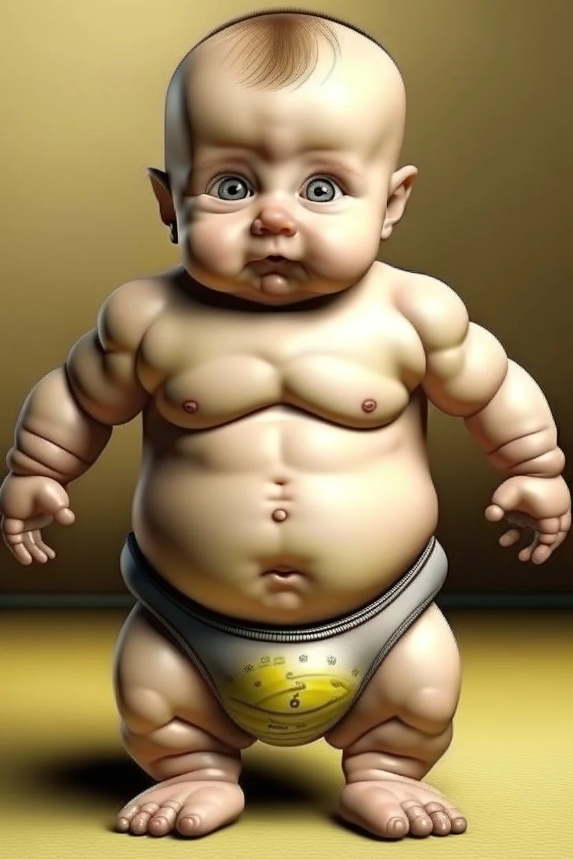 baby with six packs, little baby, realistic