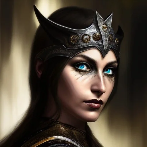 ultra detailed fullbody Portrait in oil on canvas of beautiful female DemonHunter with Skyrim Blackguard's Armor,extremely detailed digital painting, extremely detailed face,crystal clear Big eyes, mystical colors ,perfectly centered image, perfect composition,rim light, beautiful lighting,8k, stunning scene,extremely sharp detail,finely tuned detail, ultra high definition raytracing, in the style of Simon Bisley and Frank Frazetta and robert e howard and Hyun Suk Lee and Ken Kelley