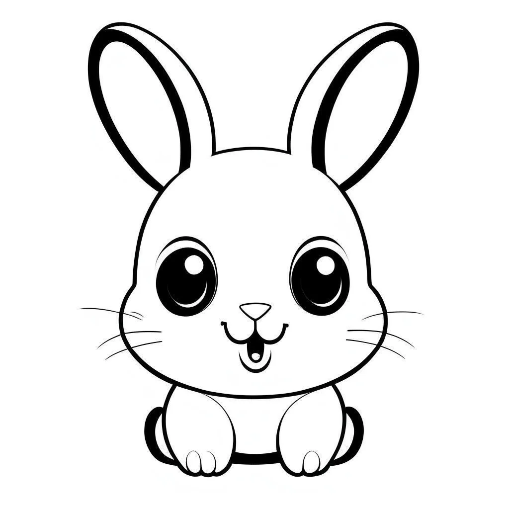 create a 2d black outline, "scary kawaii plush rabbit with buttons for eyes coloring book for kids", coloring page, low details design, black contour, coloring page design, simple background, colorful , card style, coloring page for kids, white background, sketch style,