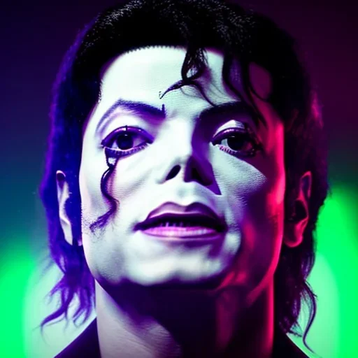 Michael Jackson,purple light effect, closed eyes, rtx, reflection, 8k, glow, winning photography, caustics