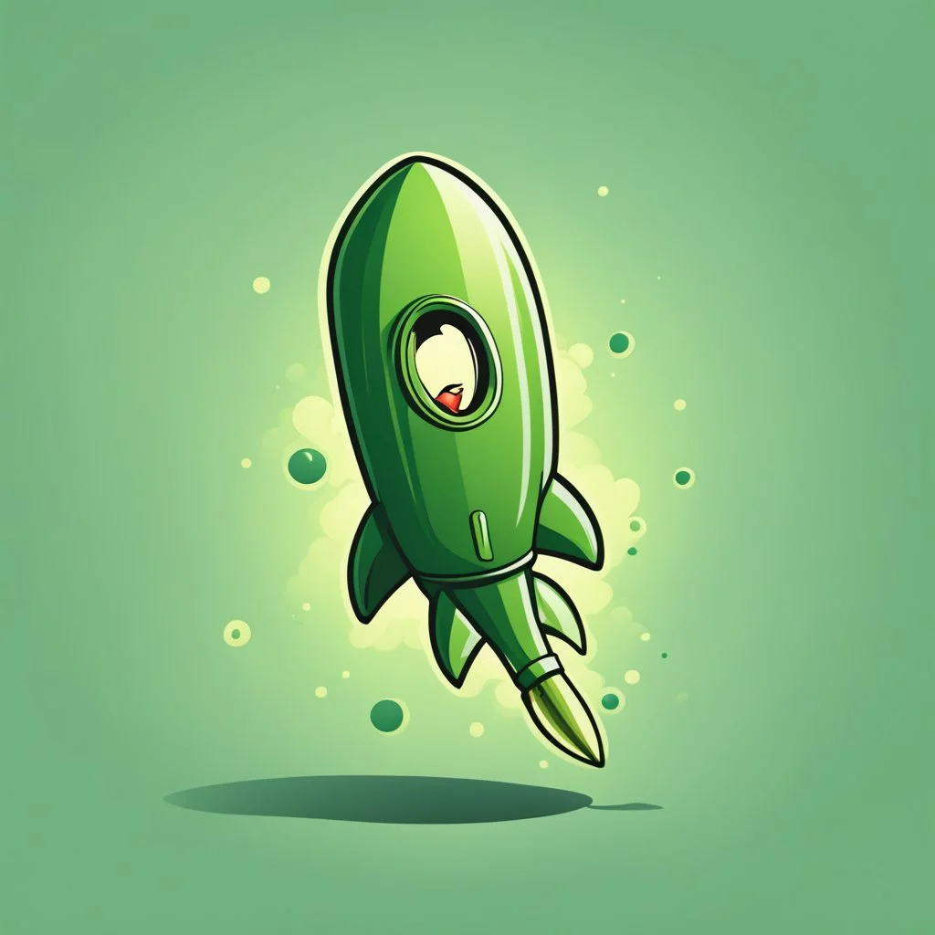 green rocket cartoon stylized