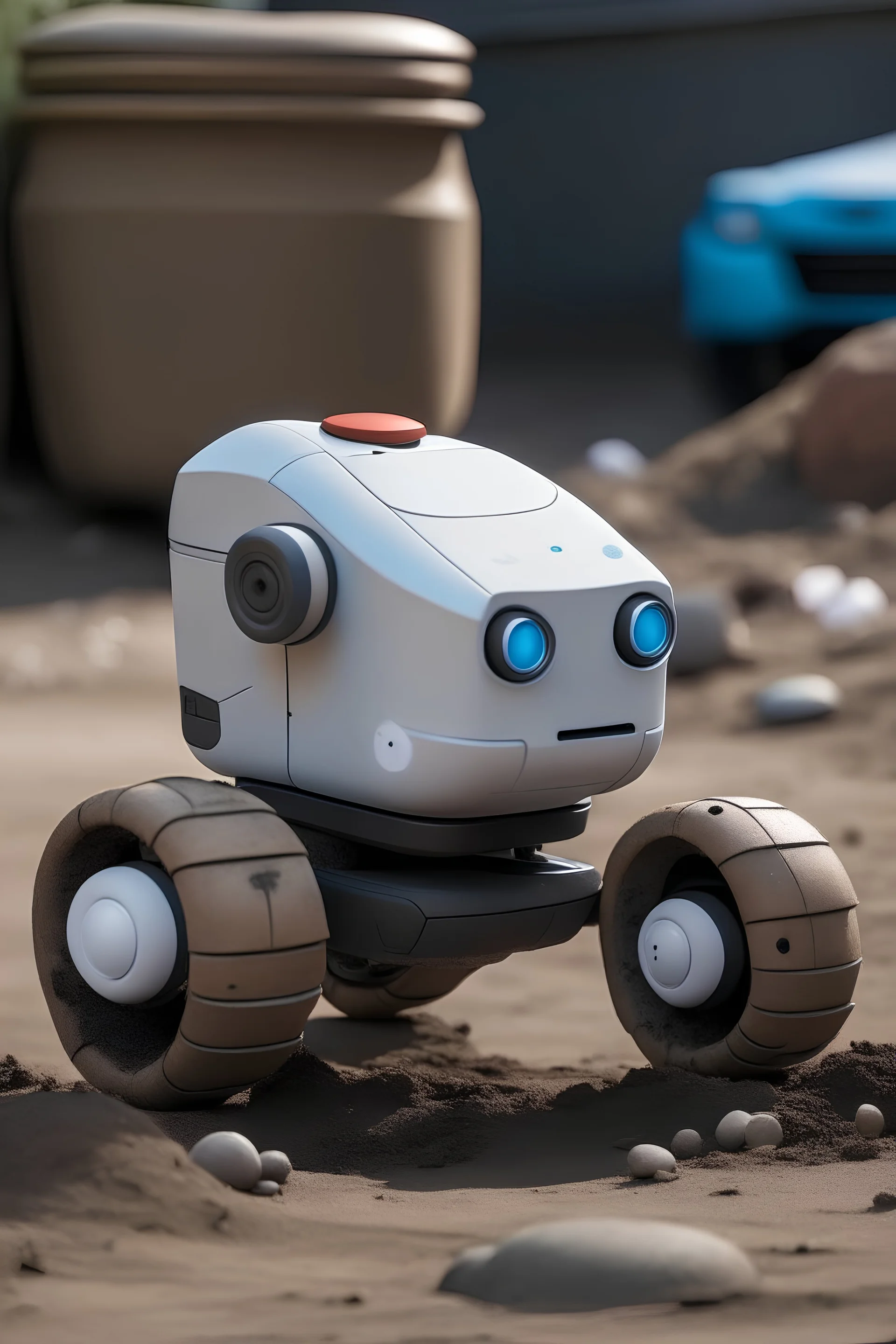 A poop is coming out from the robot’s back