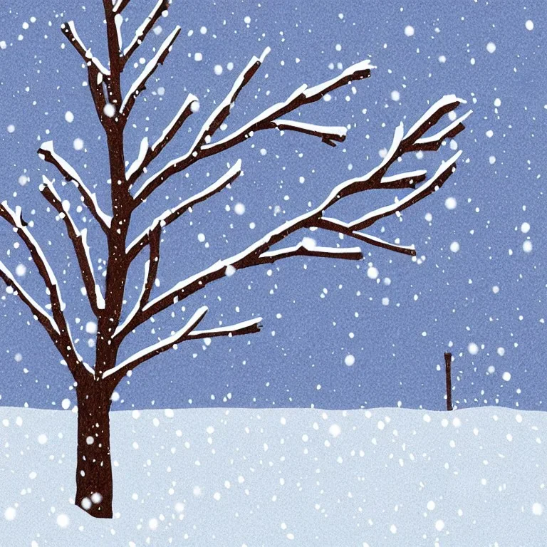 Branch ate in the snow illustration