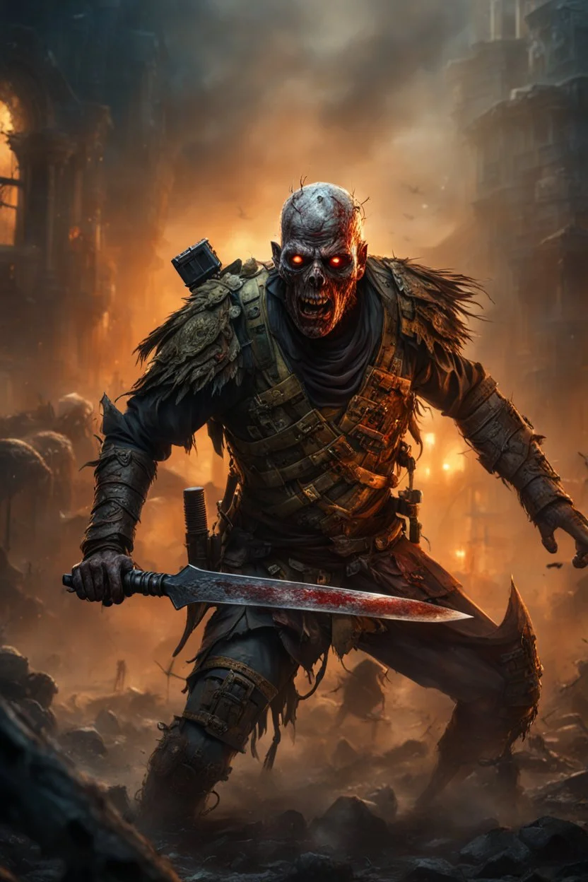 a rotting zombie warrior attacking . intense horror. blind terror. scared to death. no weapons. no helmet. a masterpiece, fantasy concept art, dynamic lighting, hyperdetailed, intricately detailed, deep color, Unreal Engine, volumetric lighting, Epic cinematic brilliant stunning intricate meticulously detailed dramatic atmospheric maximalist digital matte painting