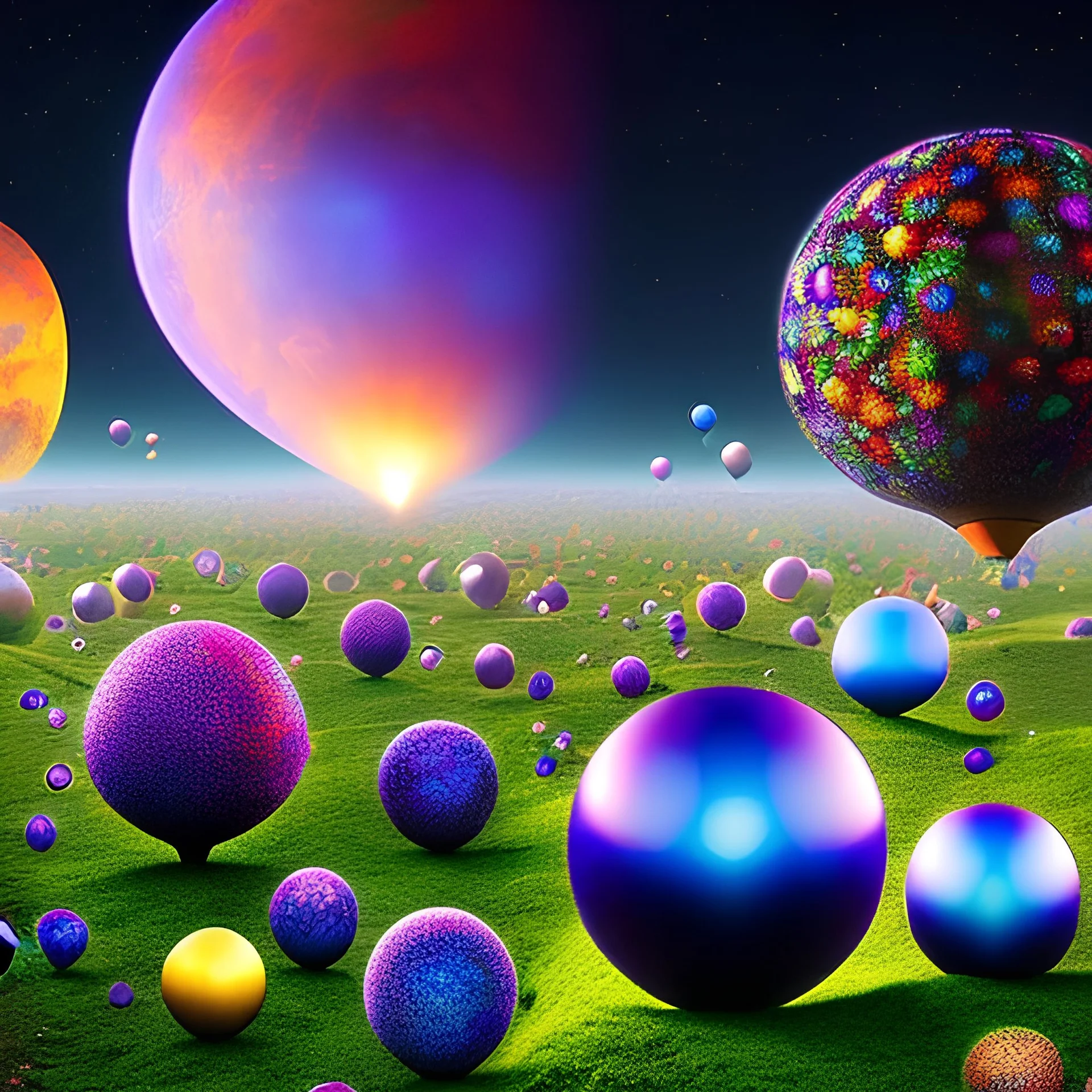 Eco-tourism depicted through an interdimensional lens, showcasing the potential of sustainable travel in the style of Yayoi Kusama and Marc Chagall