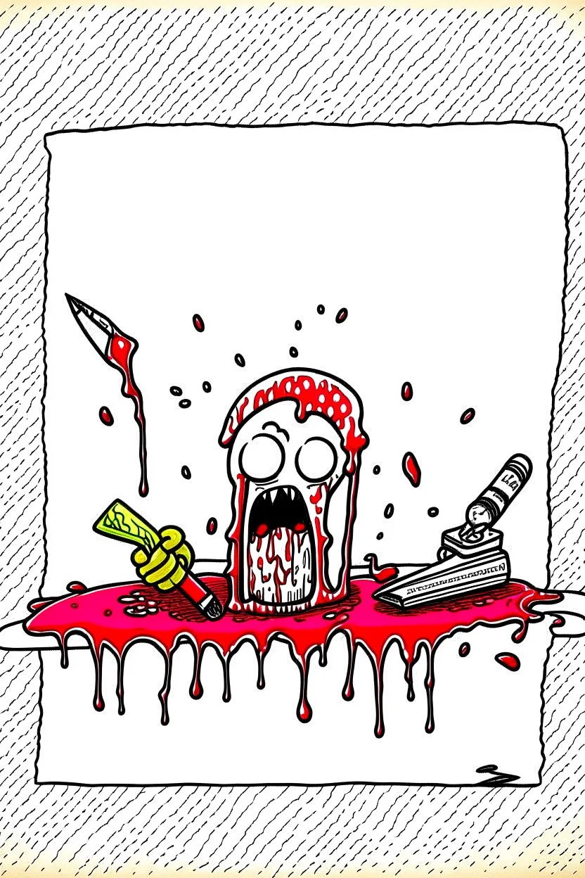 blood on one paper cartoon art