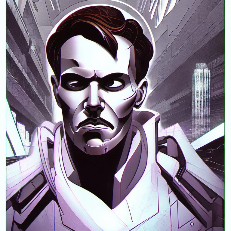 Futuristic, cyberpunk, Friedrich Nietzsche,Comic style