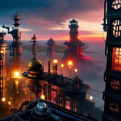 fullbody Drawing of 'sketch of steampunk cities as in the movie mortal engines(2018)',intricate detail,andrea bonelli,Kilian Eng,Ohrai,evan lee,Aleksandr Sidelnikov,KyuYong Eom,three quarters frontal aerial view,toned colors,32k