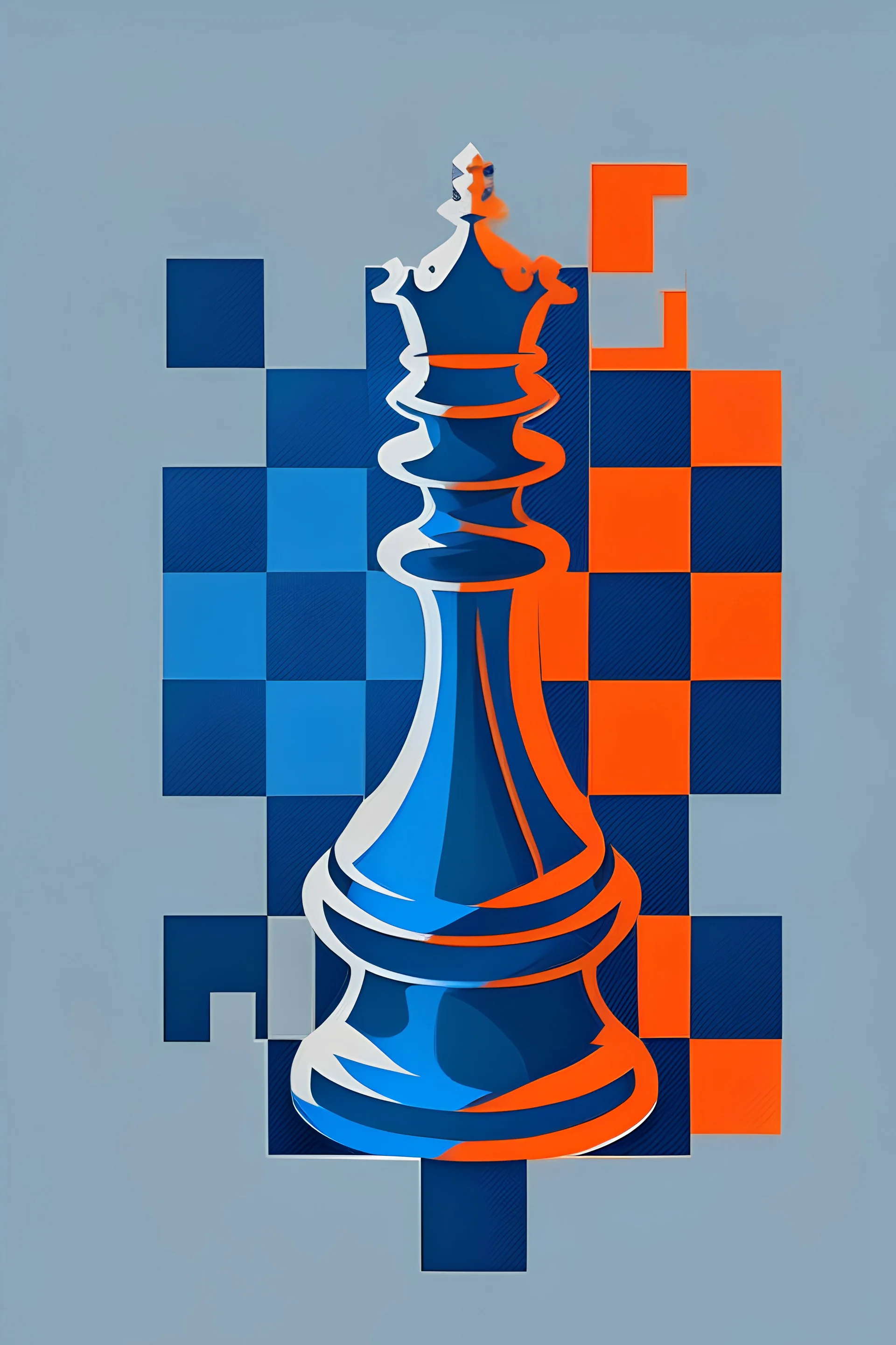 Logo using a chessboard with main colors orange and dark blue