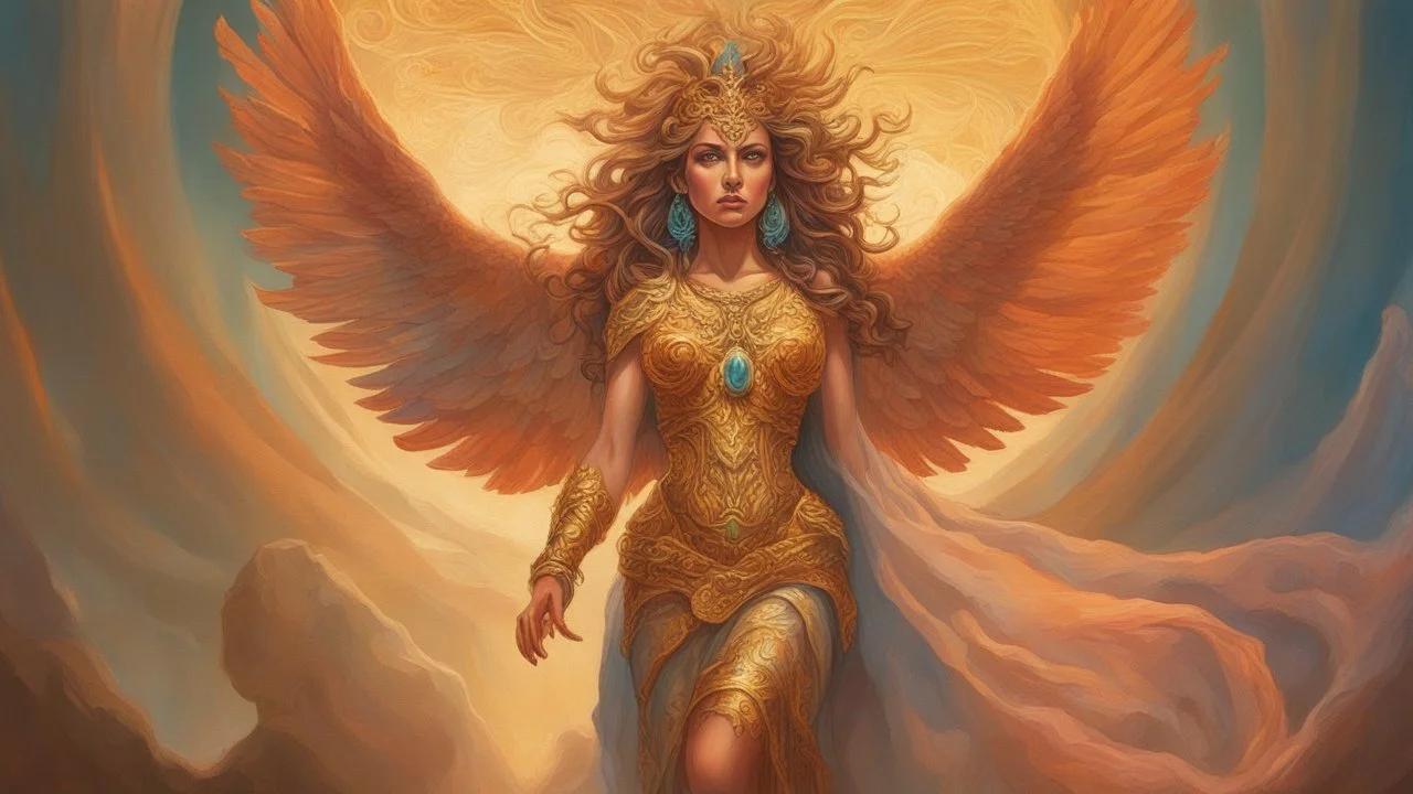 The beautiful goddess of love. concept art, mid shot, intricately detailed, color depth, dramatic, 2/3 face angle, side light, colorful background. Painted by Julie Bell