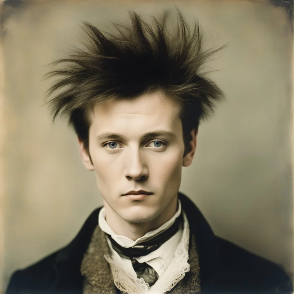 Color picture in a Theater in Paris: Biographie, photographie et citations de Arthur Rimbaud. Jean Nicolas Arthur Rimbaud est un poète français (with a messy hairdo,)