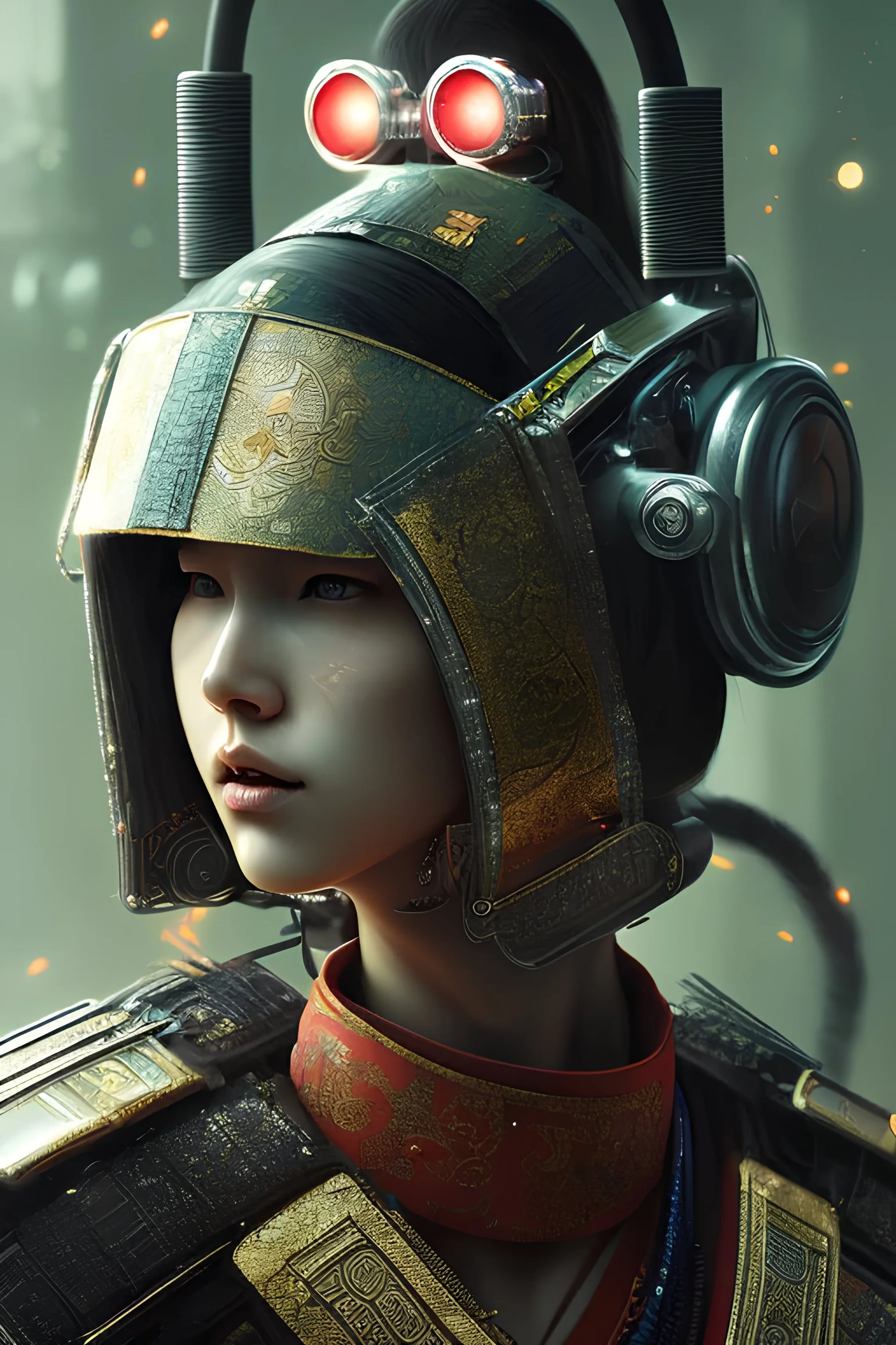 portrai of samurai cyberpunk,high detail, volumetric lighting, tiny features, intricate detail,