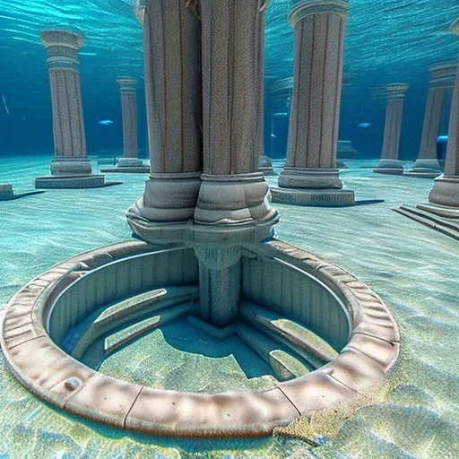 lost underwater city, Poseidon, highly detailed, cinematic, ultra photorealistic, ultra realistic, volumetric lighting, sun shafts, spectral