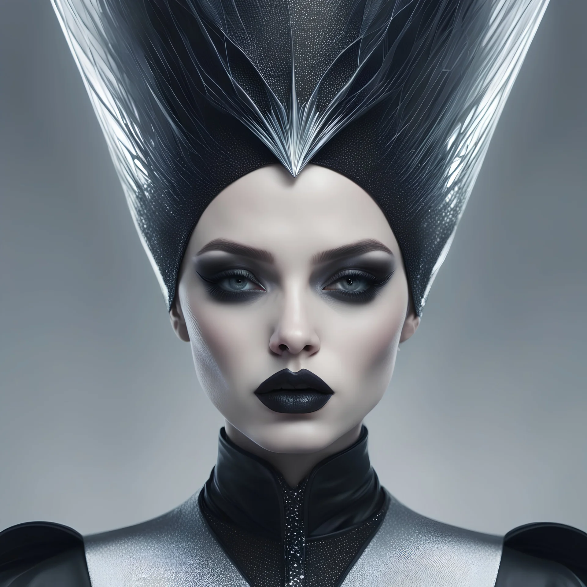 a close up of a person wearing a costume, digital art, inspired by Hedi Xandt, cgsociety contest winner, gothic art, yuri shwedoff and tom bagshaw, with black glossy lips, intricate costume design, zaha hadid octane highly render, nun fashion model, serge lutens, wearing intricate black choker, smooth 3d cg render, drag