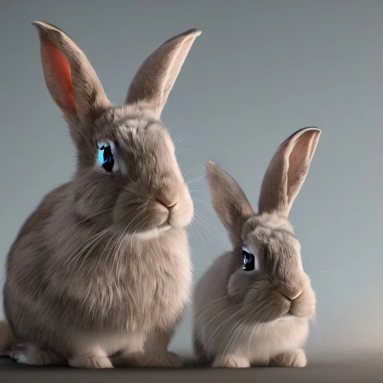 A beautiful portrait of a rabbit blue neon color scheme, high key lighting, volumetric light high details psychedelic background