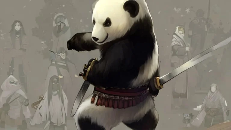 Panda in samurai armour