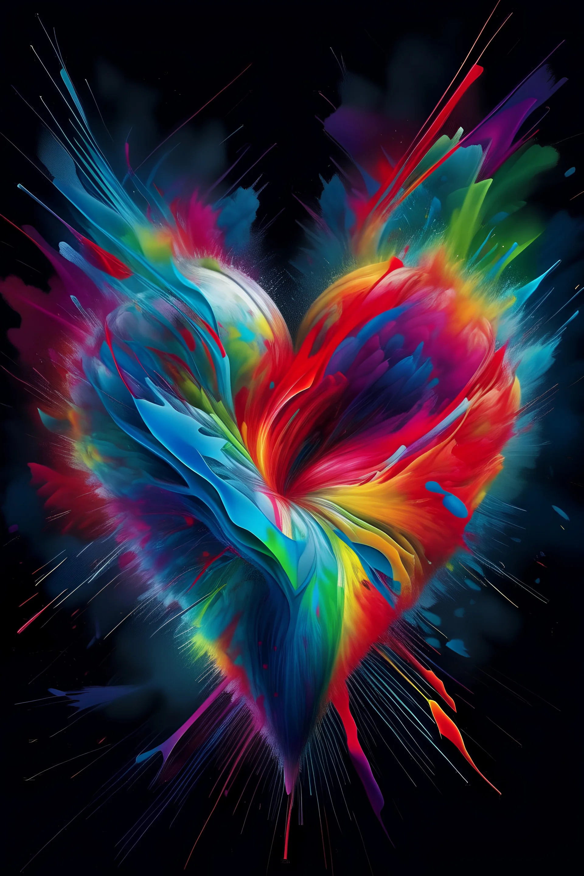 "Create an abstract image of a heart splitting apart, with vibrant colors bursting outwards, symbolizing the sudden and impactful nature of a heart attack