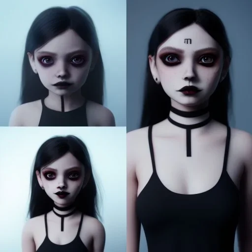 Female Jenna ortega black dress,soft goth libstick, wednesday addams make up, dramatic lighting, highly detailed, volumetric lighting, unreal engine, 8k